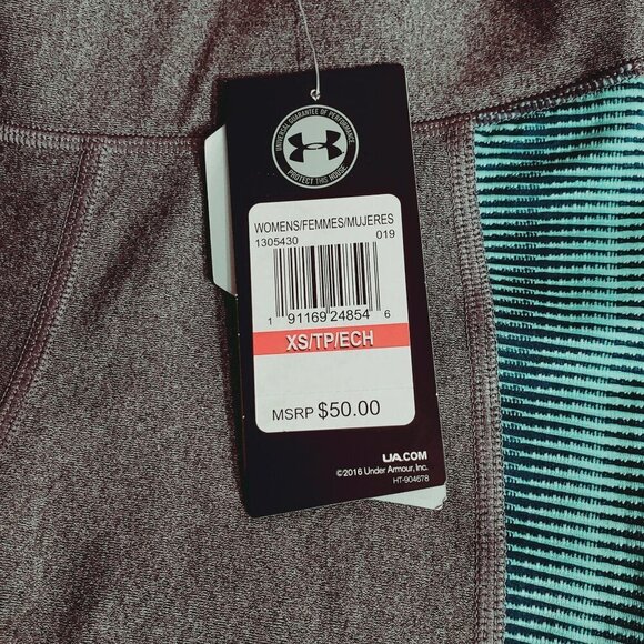 Under Armour Womens HeatGear Compression Leggings XS Gray & Blue Yoga Athletic - Picture 6 of 9